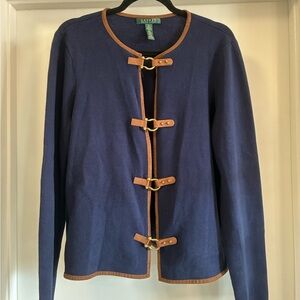 Ralph Lauren Navy and Brown Cardigan 🐎